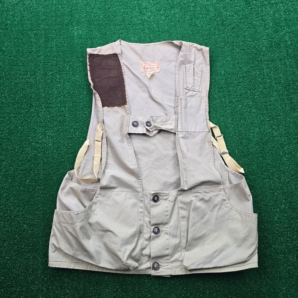 Bob Allen Sportswear Canvas Shooting Vest‎ Mens Medium Beige Vintage Hunting